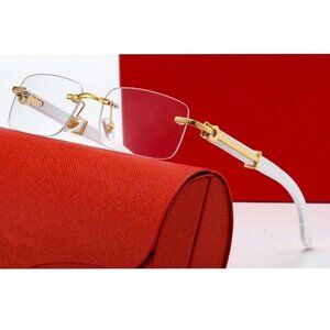 Luxury Gold and White Rimless Glasses
